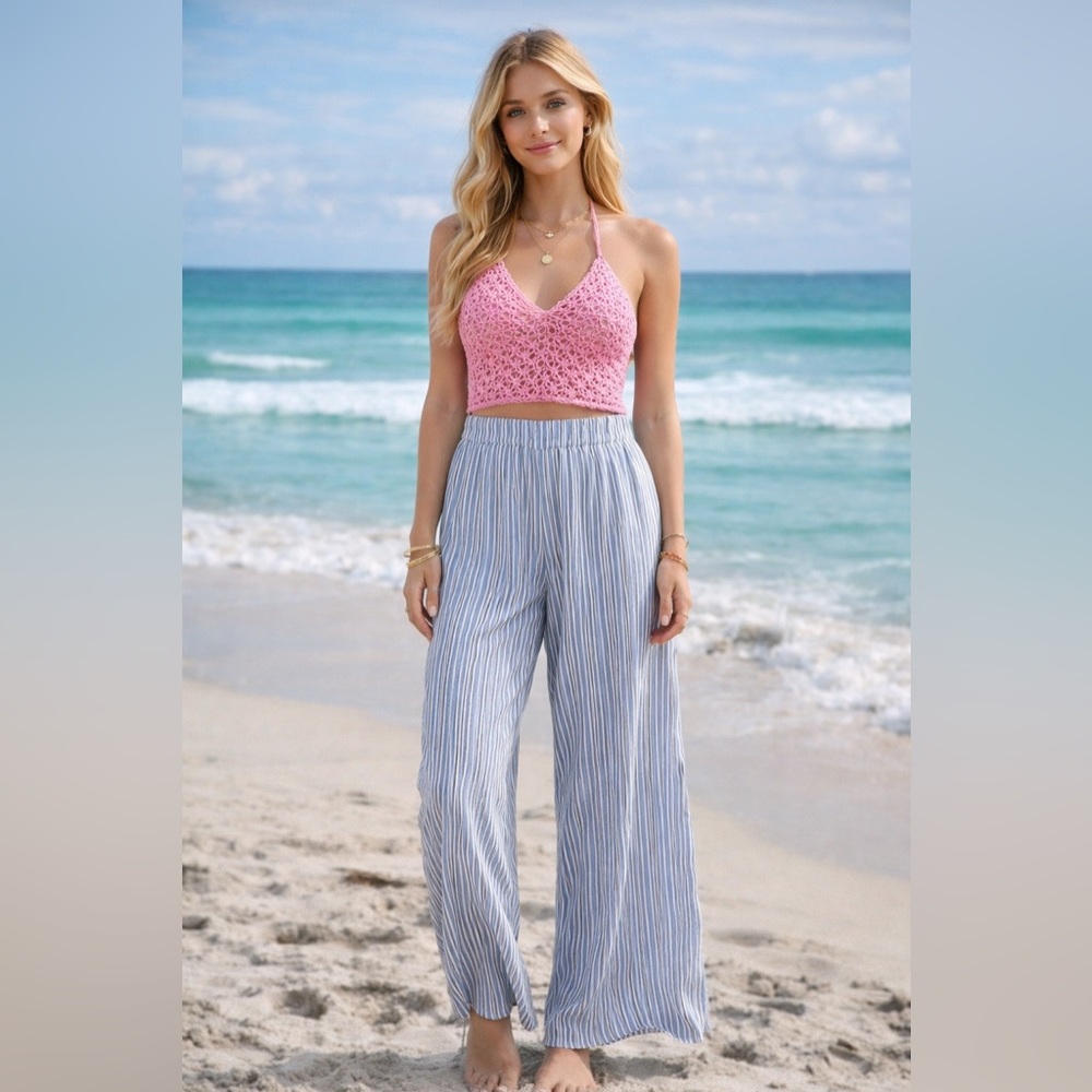 ☀️🏝️DKNY | BOHO | Striped Pants | DKNY LOGO ON PANT